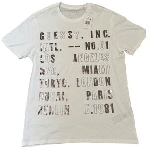 Guess Boys' White Graphic‎ T-Shirt International Cities Tee Medium